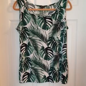 Leaf Print Sleeveless Top